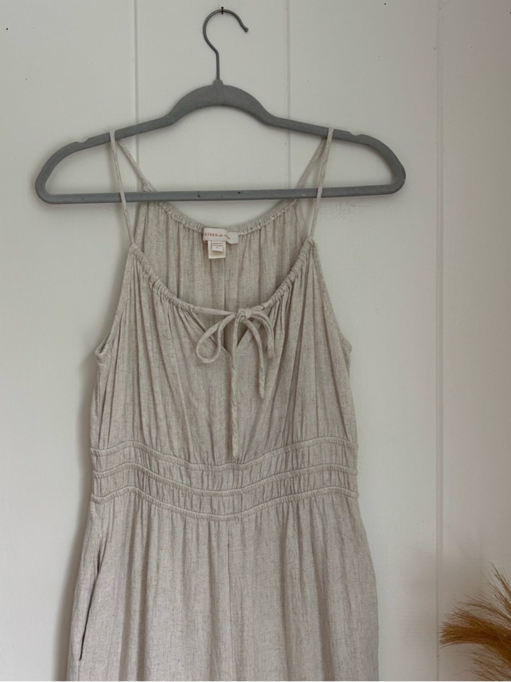 Monteau Cream Tie-Front Wide-Leg Jumpsuit - Picture 2 of 8